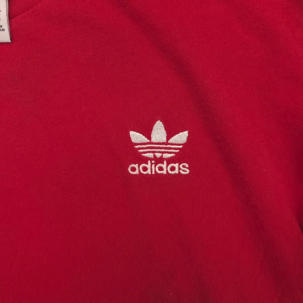 Adidas Casual Crew Neck Short Sleeve Graphic T Shirt Mens Size M Red White
